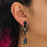 Mid Season Set, Long Beaded Koa Earrings