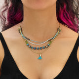 Mid Season Set, Green - Blue Beaded Eira Necklace