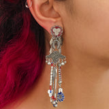 Twinkle Set, Metal Long Earrings, Pewter