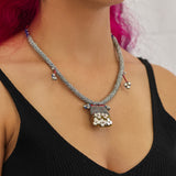 Twinkle Set, Artisan Metal Pendant Necklace, Sheen