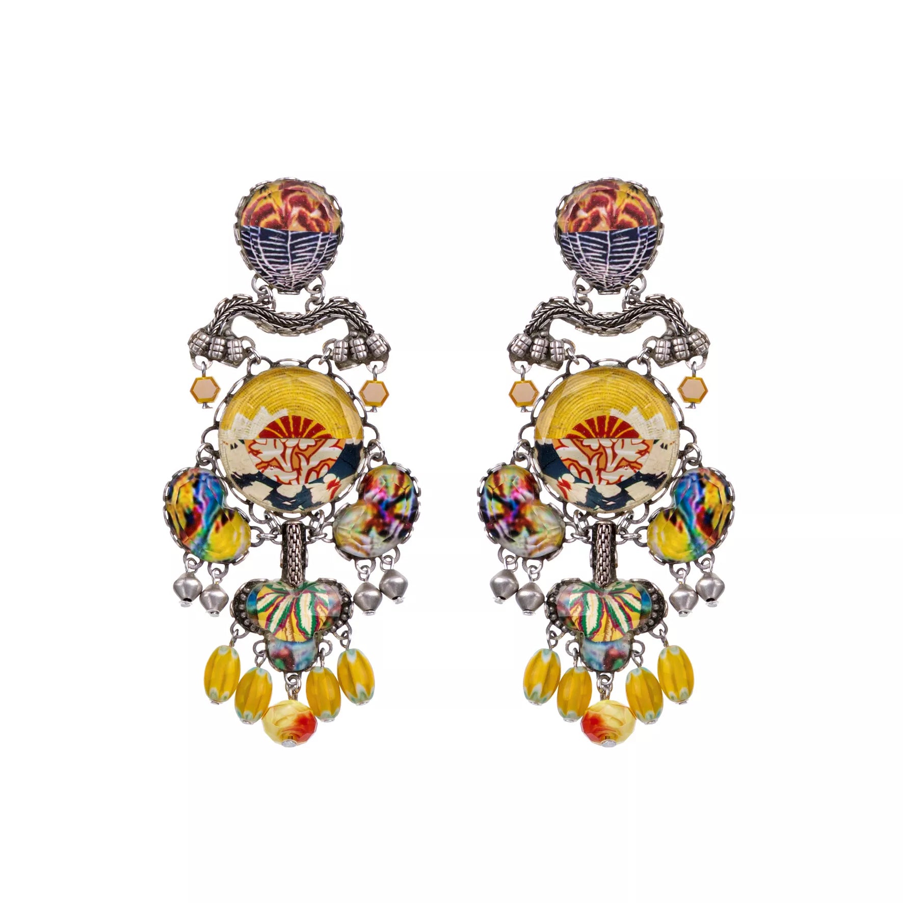 Yellow Festive Earrings Bright Sunset Set, Sol