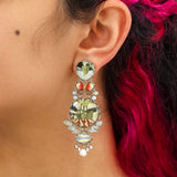 Neptune's Garden Set, Artist Glass Earrings, Spirulina