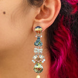 Neptune's Garden Set, Long Glass Earrings, Dulse