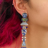 Blue Domes Set, Fused Glass Earrings, Crete