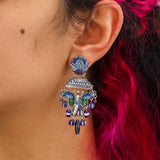 Blue Domes Set, Glamorous Glass Earrings, Naxos