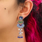 Blue Domes Set, Blue Glass Earrings, Paros
