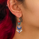 Blue Domes Set, Blue Hanging Earrings, Hera