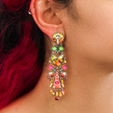 Sunflower Surprise Set, Colorful Glass Long Earrings, Ambe