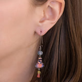 Amber Bloom Set,Long  Dangle Earring, Rosa