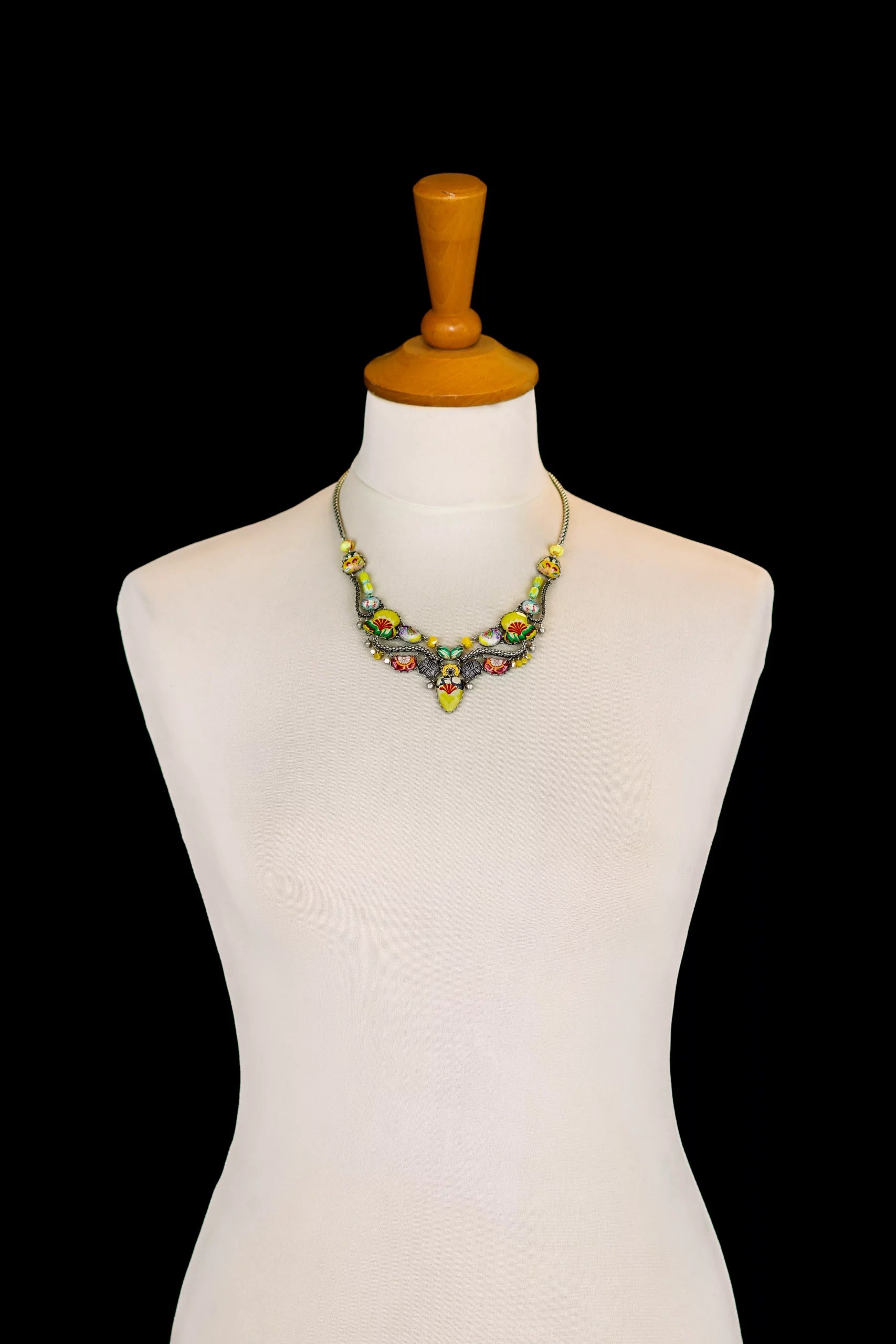 Yellow Flower Necklace Bright Sunset Set, Helios jewelry bust R3487B