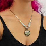 Neptune's Garden Set, Glass Long Necklace, Sea Plant