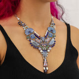 Blue Domes Set, Artistic Glass Necklace, Santoirini