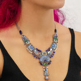 Blue Domes Set, Statement Glass Necklace, Mykonos