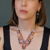 Amber Bloom Set,Glass Necklace, Potiron
