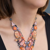 Amber Bloom Set,Glass Necklace, Potiron