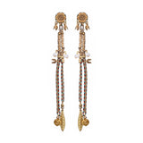 Gold Long Earrings Queen of Sheba Set, Zara