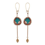 Turquoise Long Earrings Queen of Sheba Set, Saffron