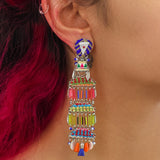 African Dance Set, Long Hippie Earrings, Spectrum