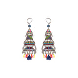 African Dance Set, Gypsy  Long Drop Earrings, Chromatic