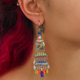 African Dance Set, Gypsy  Long Drop Earrings, Chromatic