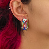 African Dance Set, Small Colorful  Earrings, Caravan