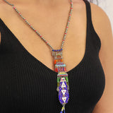 African Dance Set, Long Boho Necklace, Rainbow